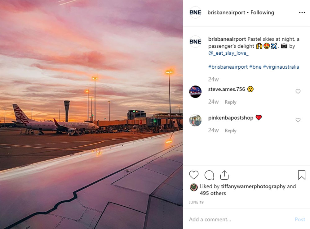 Media Mortar | Content Marketing Agency Brisbane | Instagram caption cures - Brisbane Airport Planes on a Runway